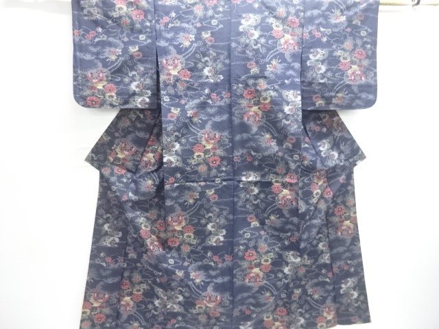 JAPANESE KIMONO / HITOE TSUMUGI / WOVEN FLOWER CART 